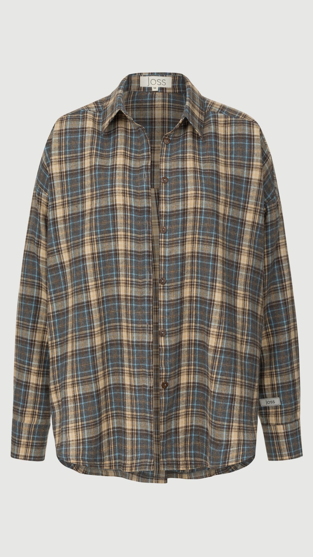 Сорочка байкова сіра з блакитним