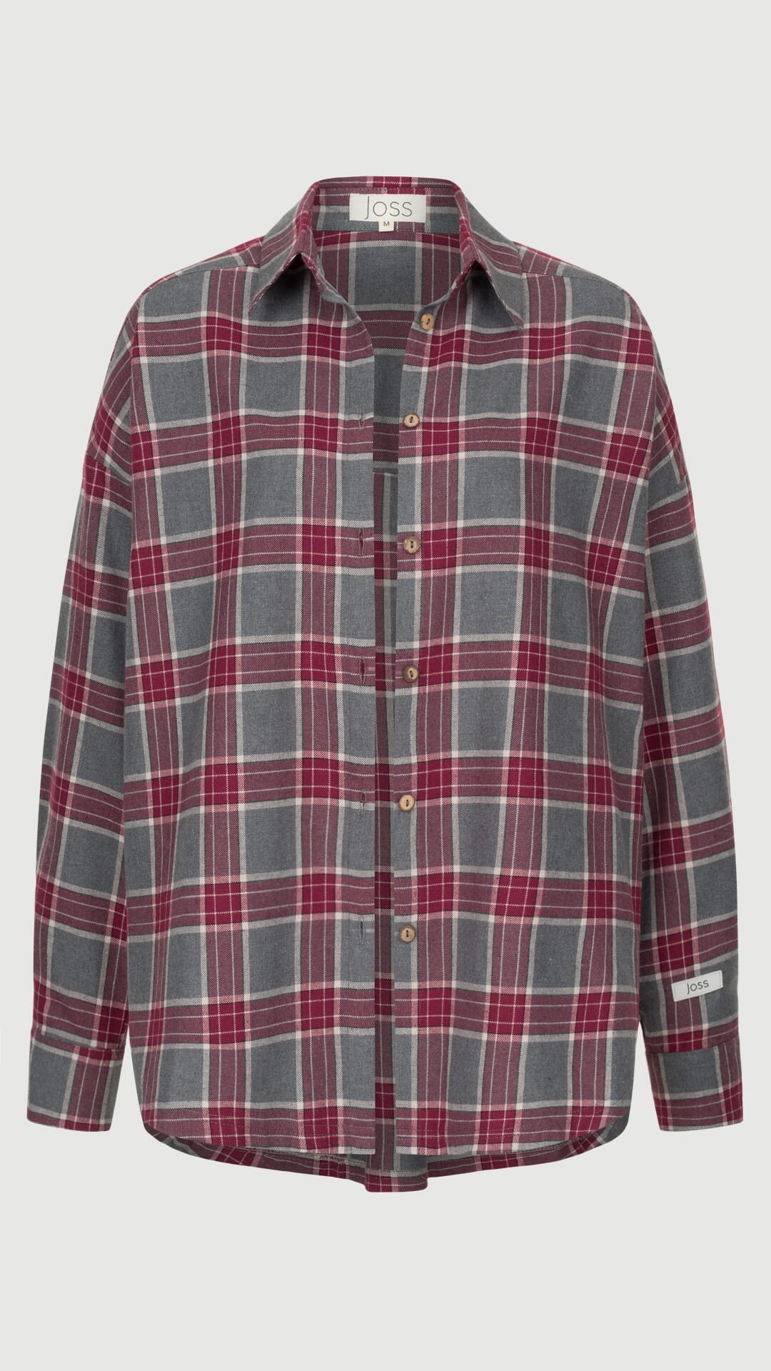 Сорочка байкова сіра з бордо